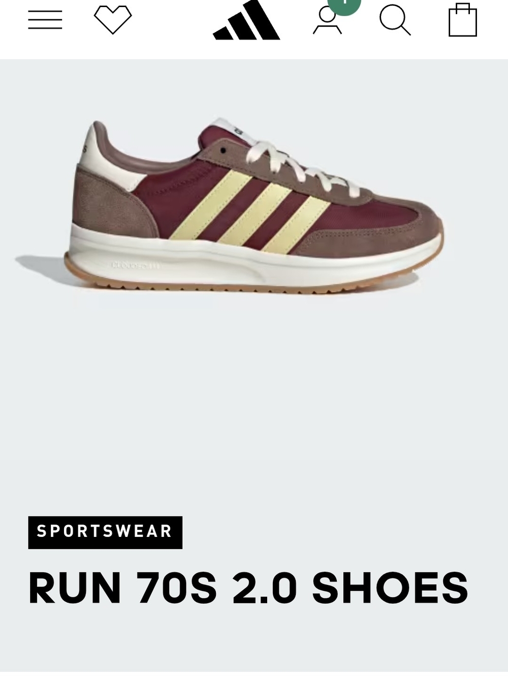 adidas Women's Retro Runner Shoes - Burgundy/Beige - Picture 2 of 10